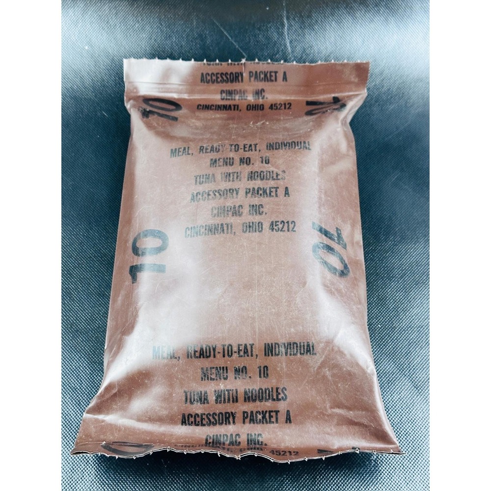 Vintage 1999 US Military MRE Menu 10 Tuna & Noodles‎ Ration Pack – Unopened